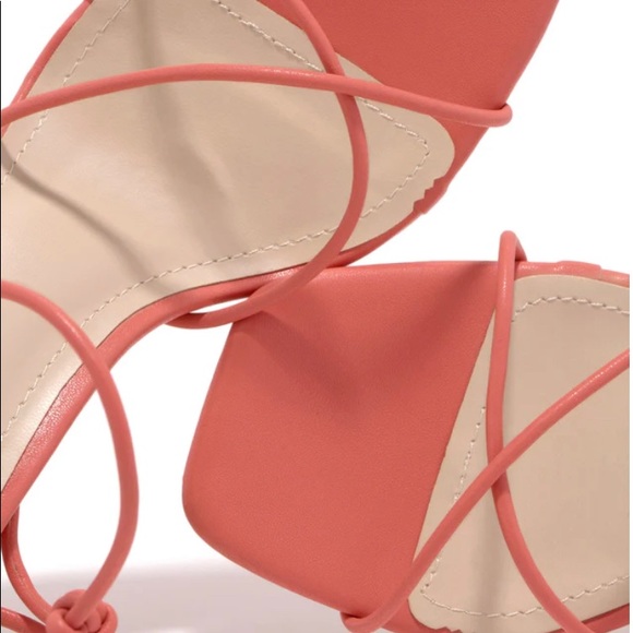 MISS LOLA Knot Detail Raya Peach Lace-Up Strappy Heels Sz:9 - Picture 3 of 15